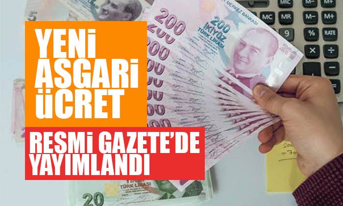 2020 Yılı asgari ücreti Resmi Gazete’de yayımlandı