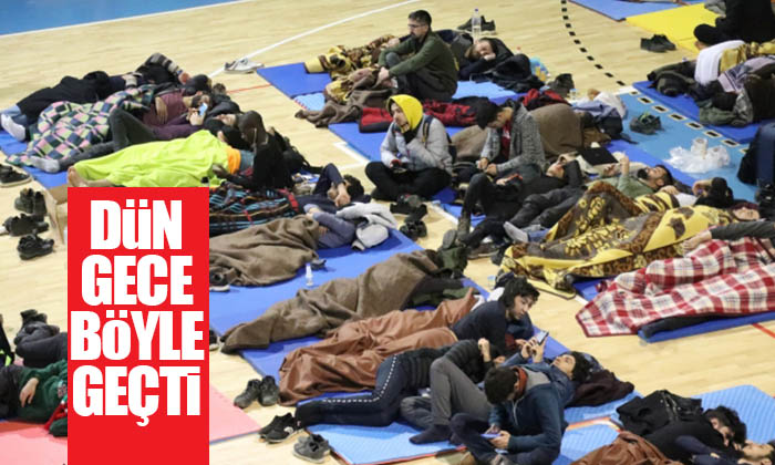 Depremden etkilenen vatandaşlarımız spor salonlarında sabahladı